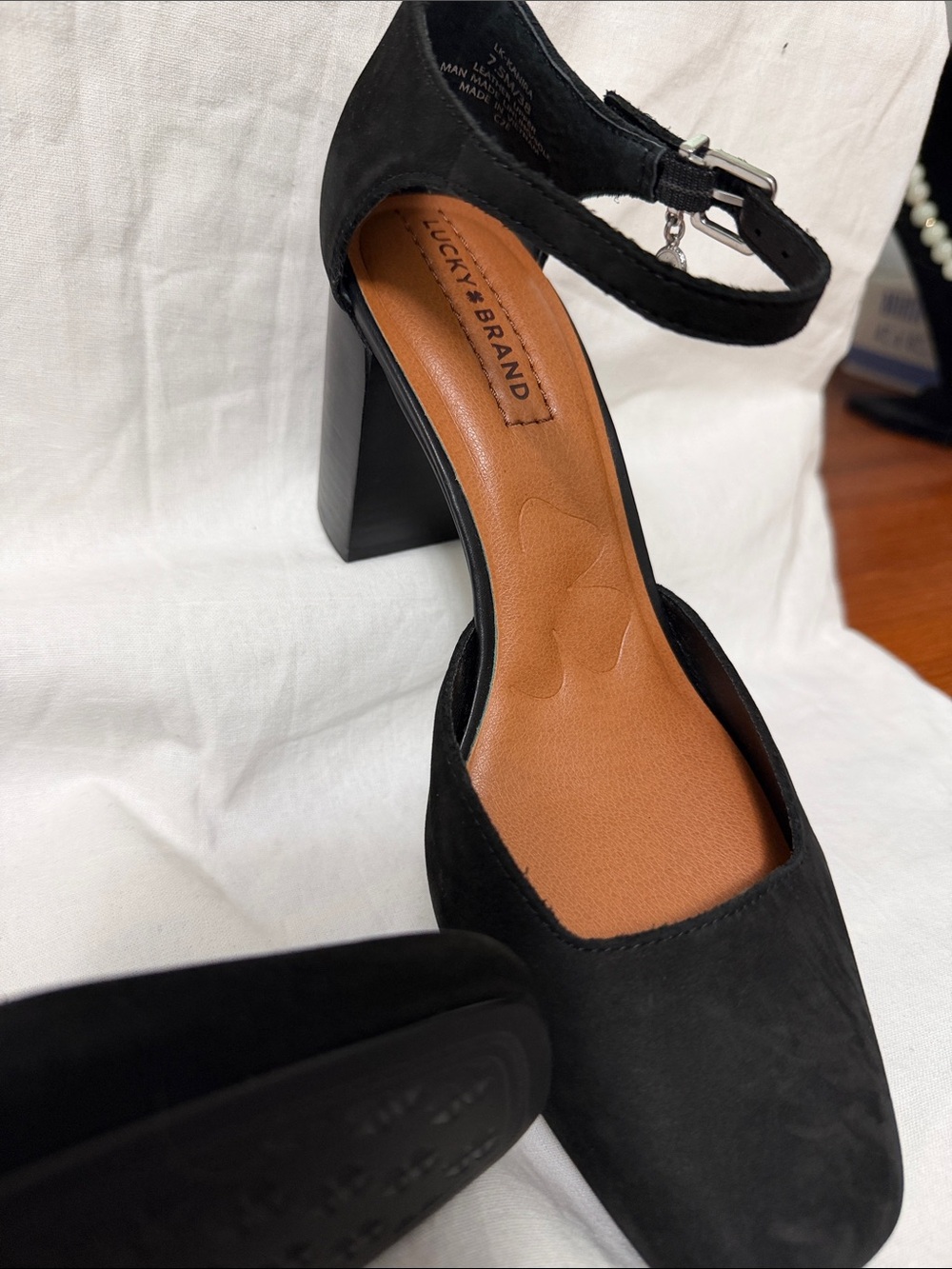 Lucky Brand Black Suede Block Heel Mary Jane Sandals - Picture 5 of 5
